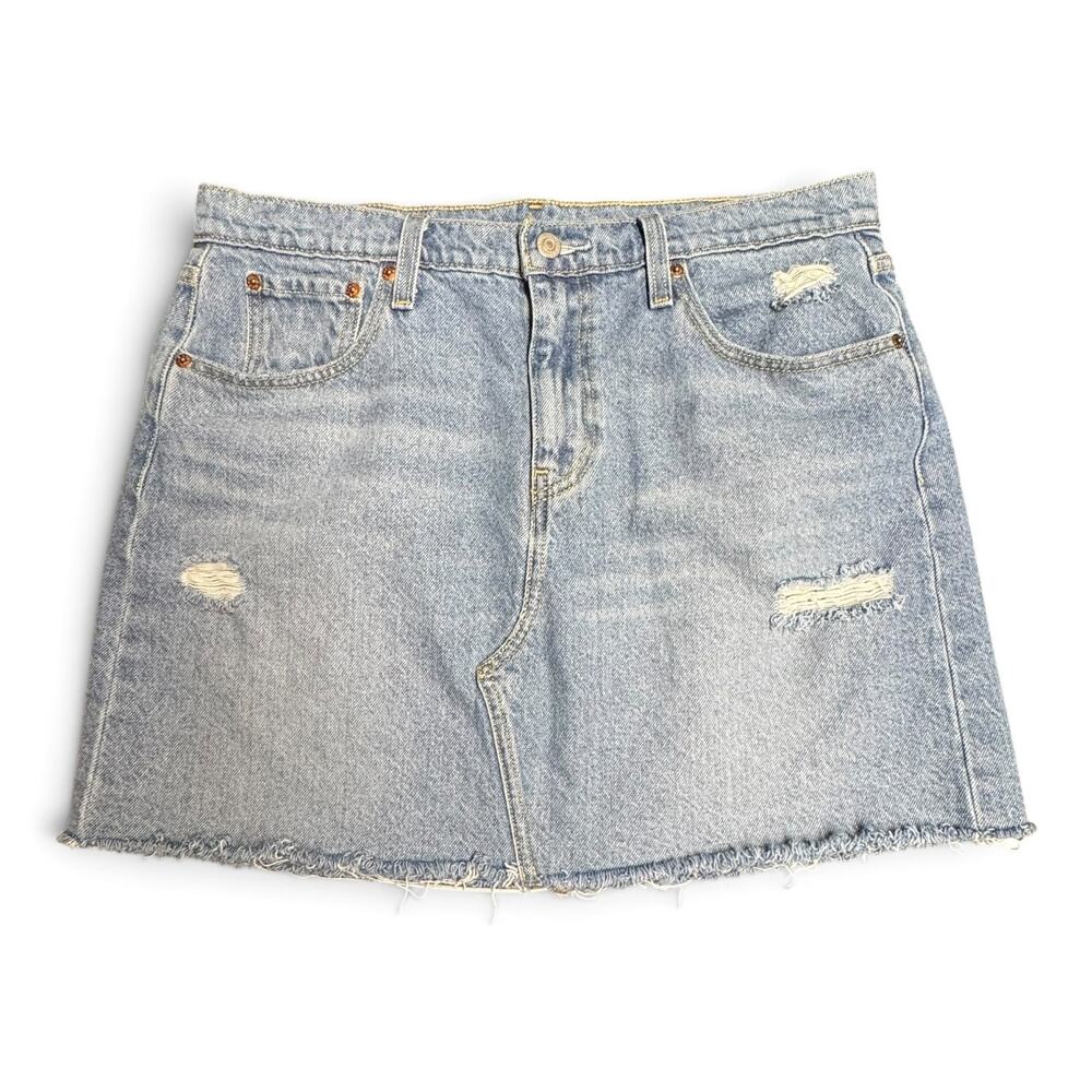 Levi's Cotton Distressed Ripped Grunge Denim Jean Skirt 32